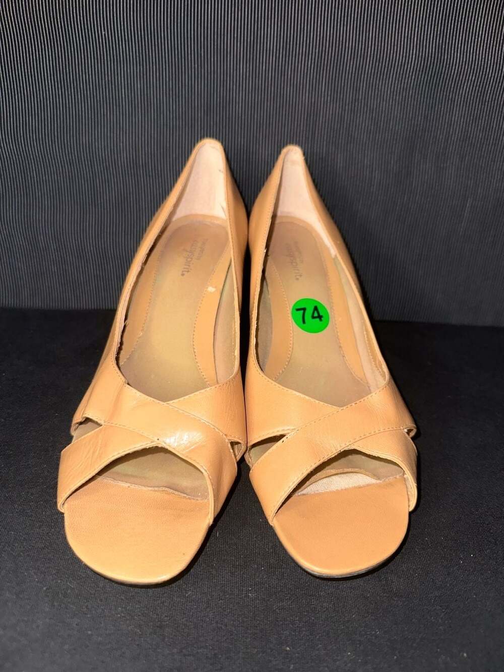 No.74 true spirit easy spirit jpjayita peep toe wedge pump beige leather